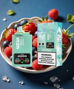 Razz Bar 40000 Puffs Disposable Vape mit Power Screen Display & 1.0Ω×2 Mesh Coil STRAWBERRY ICE & MIXED BERRIES
